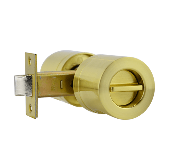 Brushed Brass Privacy Knob Set - Oberon Series