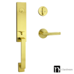 Brass Finish Entrance Lockset with an Esperance Handle - Max Series