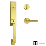 Brass Finish Entrance Lockset with a Lachlan Handle - Max Series