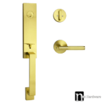 Brass Finish Entrance Lockset with a Malbena Handle - Max Series