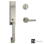 Satin Nickel Entrance Lockset with a Lachlan Handle - Max Series
