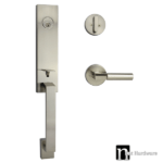 Satin Nickel Entrance Lockset with an Addison Handle - Max Series