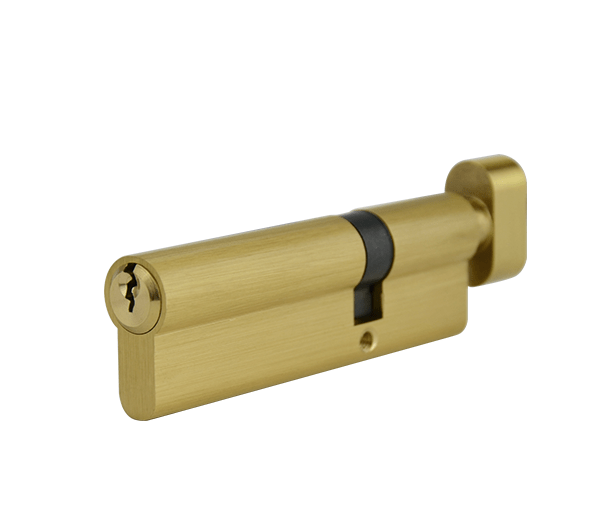 100mm Offset Euro Single Cylinder - Brushed Brass Finish
