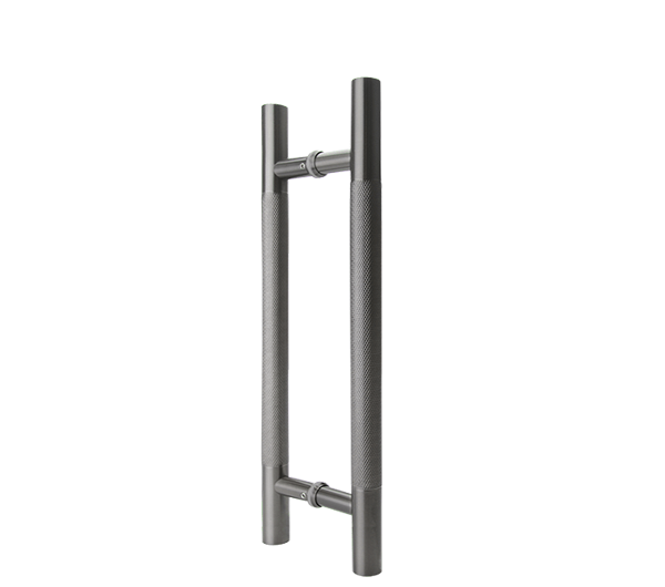Gunmetal Finish 600mm Round Knurled Grip Door Pull (Pair) - Clarence Series