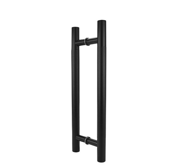Matt Black 600mm Round Knurled Grip Door Pull (Pair) - Clarence Series