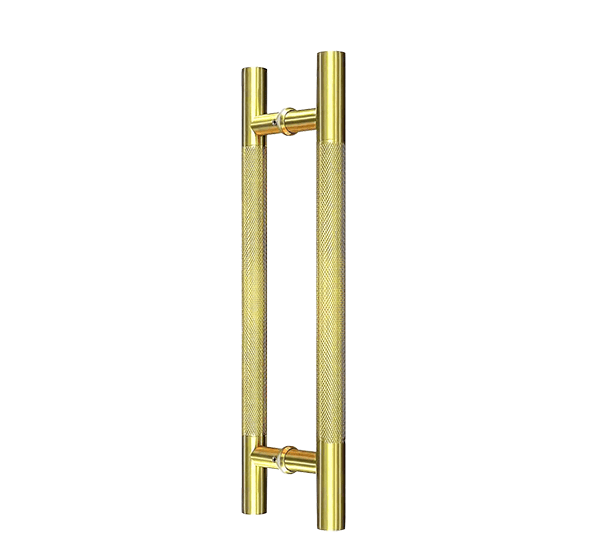 Brushed Brass 800mm Round Knurled Grip Door Pull (Pair) - Clarence Series