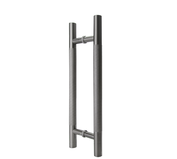 Gunmetal Finish 800mm Round Knurled Grip Door Pull (Pair) - Clarence Series