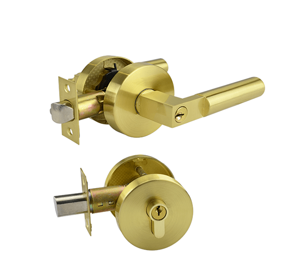 Brushed Brass Entrance Lock and Deadbolt Set - Addison Series