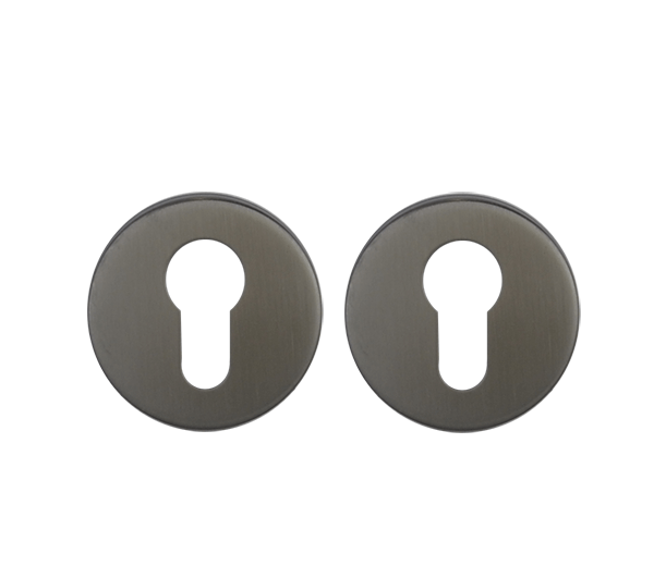 Round Euro Cylinder Escutcheon Plate -  Gunmetal Finish