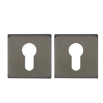 Square Euro Cylinder Escutcheon Plates - Gunmetal Finish