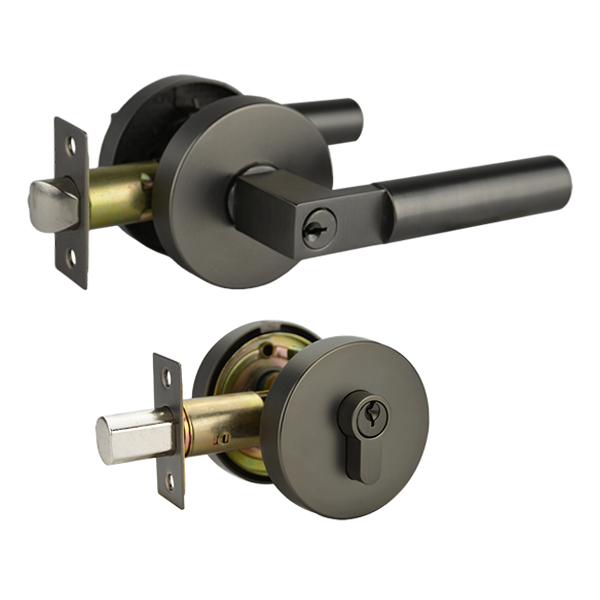 Gunmetal Finish Entrance Lock Deadbolt Set - Addison Series