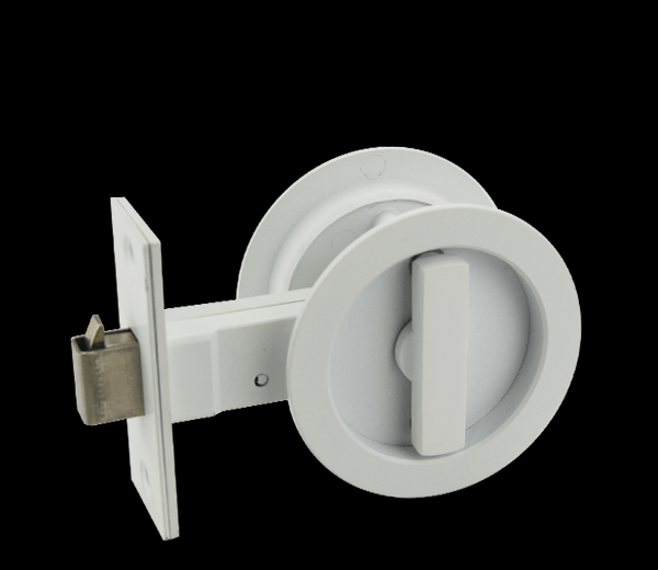 White Finish Sliding Round Handle Privacy Set - Maxwell Series