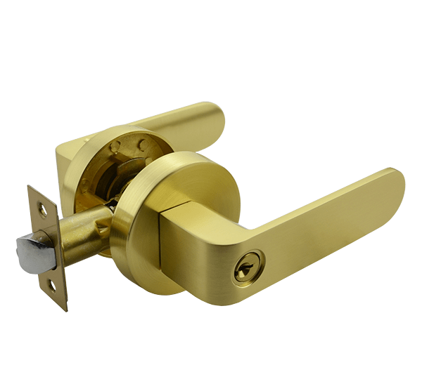 Brushed Brass Finish Entrance Lock Set - Preston Series