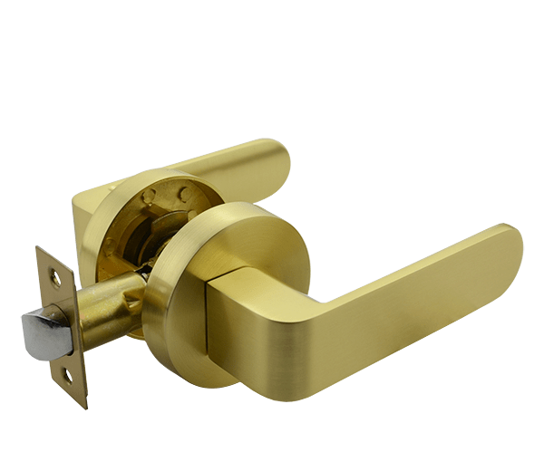 Brushed Brass Finish Passage Handle Set - Preston Series