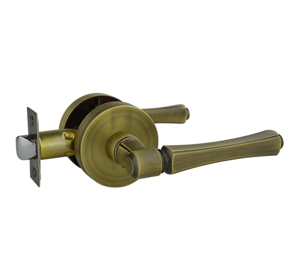 Antique Brass Finish Passage Lever Set - Hillier Series