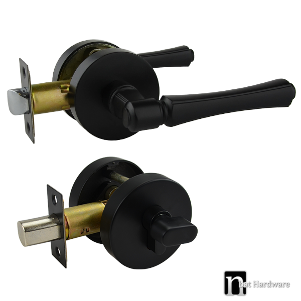 Matt black Entry Deadbolt Lock Set - Hillier Series