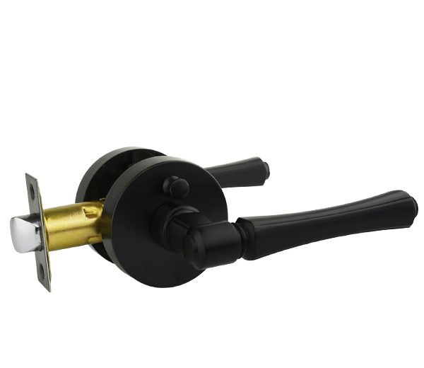 Matt Black Privacy Lever Set - Hillier Series
