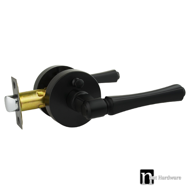 Matt Black Privacy Lever Set  - Hillier Series
