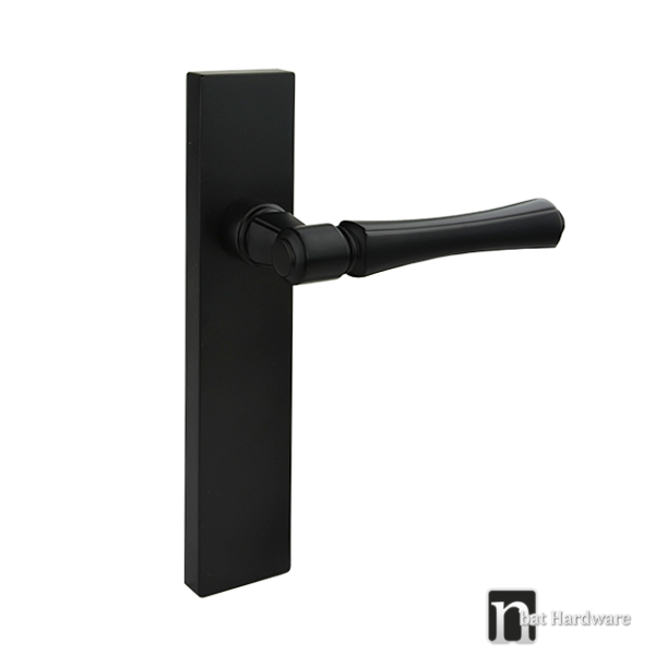 Matt Black Rectangular Plated Passage Handle Set - Hillier Series