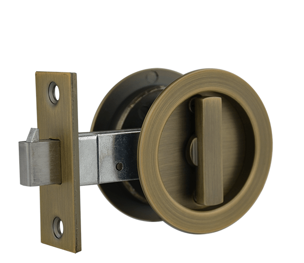 Antique Bronze Sliding Round Privacy Set - Maxwell Series