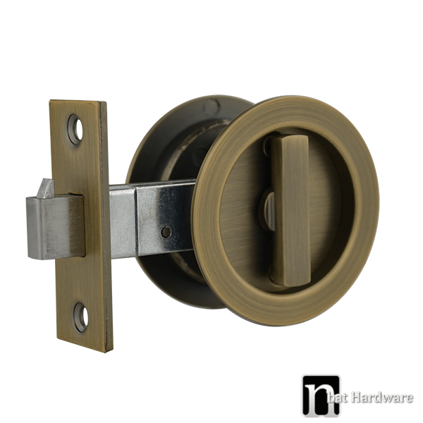 Antique Bronze Sliding Round Privacy Set - Maxwell Series