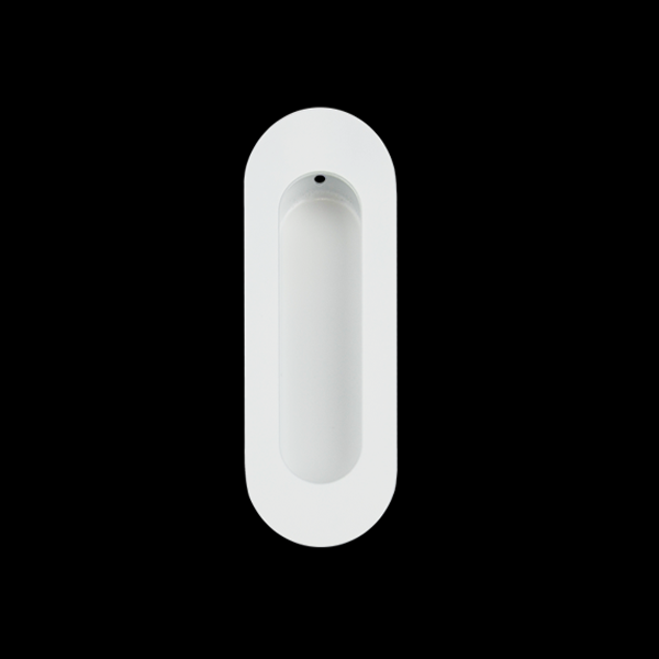 120mm Oval Sliding Flush Pull - White Finish