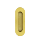 120mm Oval Sliding Flush Pull - Brushed Brass Finish