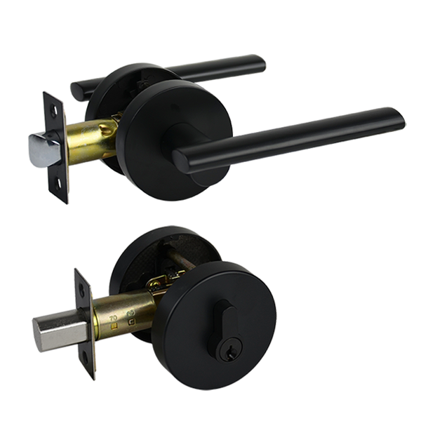 Matt black Double Cylinder Deadbolt Entrance Set - Coongie Series