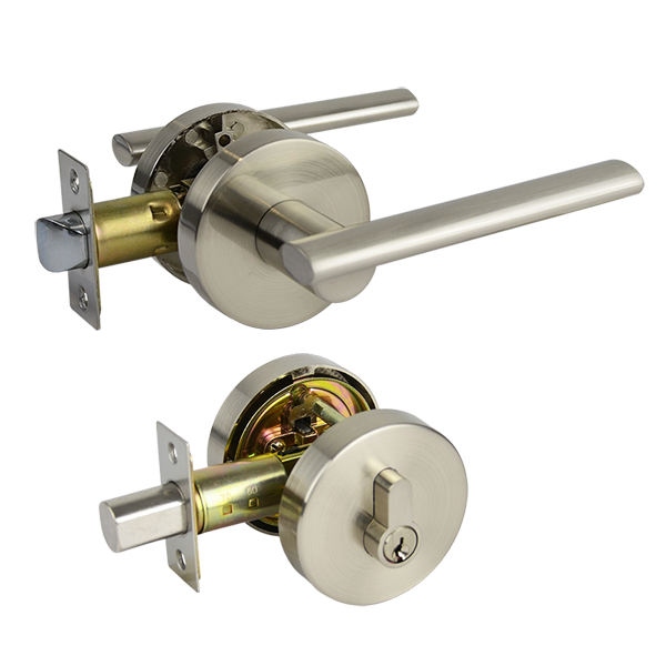 Satin Nickel Double Cylinder Deadbolt Entrance Set - Coongie Series