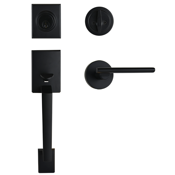 Matt Black Architectural Lever Pull with Deadbolt - Coongie Series