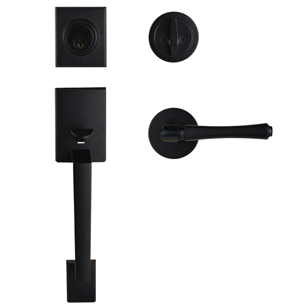 Matt Black Architectural Lever Pull with Deadbolt -  Hillier Series