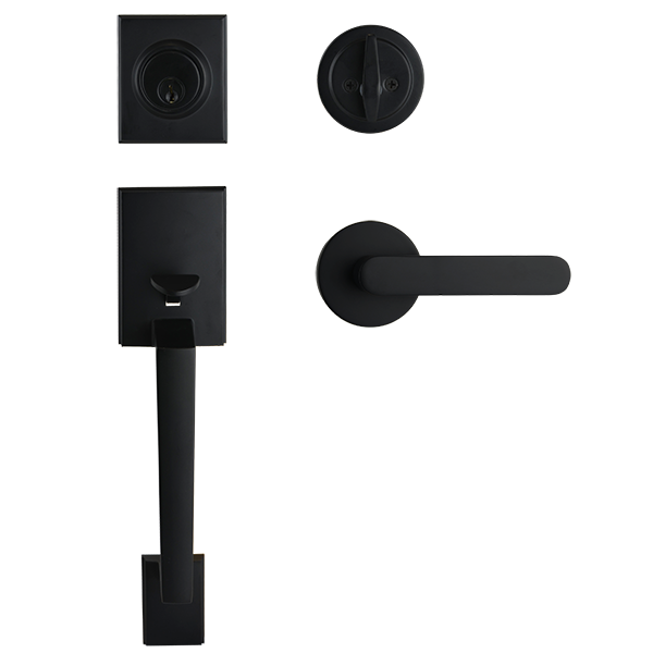 Matt Black Architectural Lever Pull with Deadbolt - Menindee Series