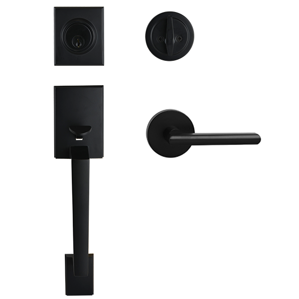 Matt Black Architectural Lever Pull with Deadbolt -  St Clair Series