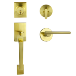 Brass Finish Architectural Lever Pull with Deadbolt - Coongie Series