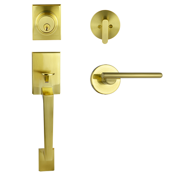 Brass Finish Architectural Lever Pull with Deadbolt - Coongie Series