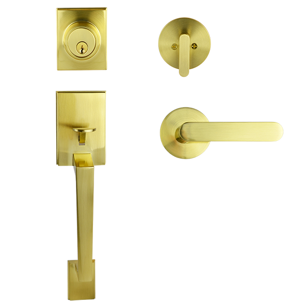 Brass Finish Architectural Lever Pull with Deadbolt - Menindee Series