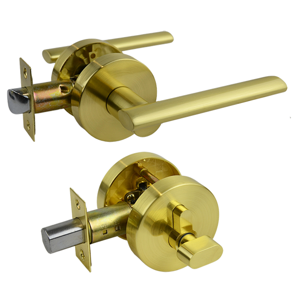 Brushed Brass Entrance Handle Set - Coongie Series