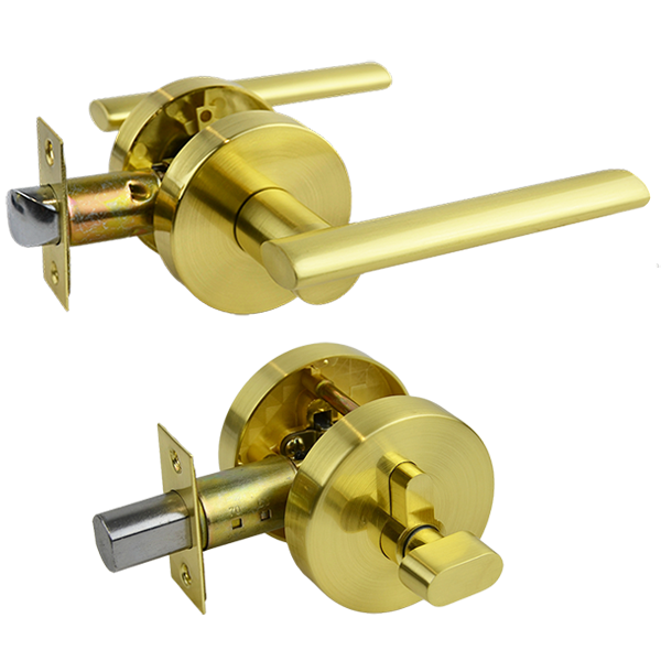 Brushed Brass Entrance Handle Set - Coongie Series