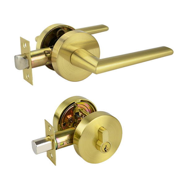 Elphinstone Series Double Cylinder Entrance Set - Brushed Brass Finish