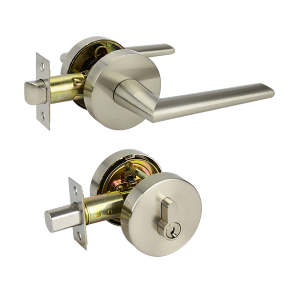 Elphinstone Series Double Cylinder Entrance Set - Satin Nickel Finish