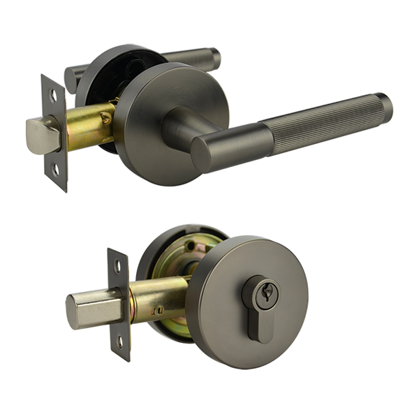Brushed Gunmetal Double Cylinder Entrance Set - Esperance Series