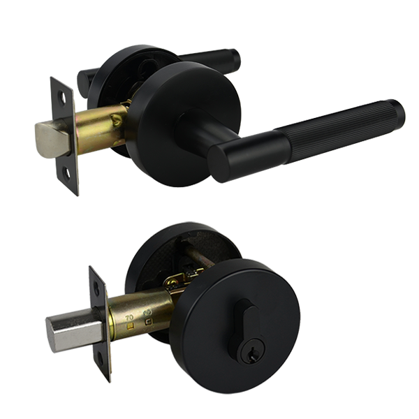 Matt Black Double Cylinder Entrance Set - Esperance Series