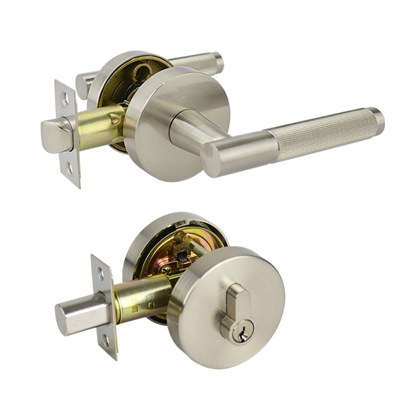 Satin Nickel Double Cylinder Entrance Set - Esperance Series
