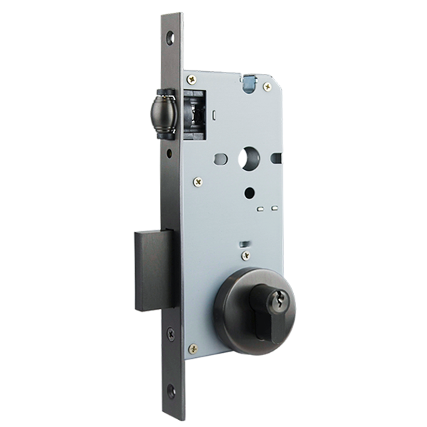 Heavy Duty Round Plated Roller Mortice Lock - Gunmetal Finish