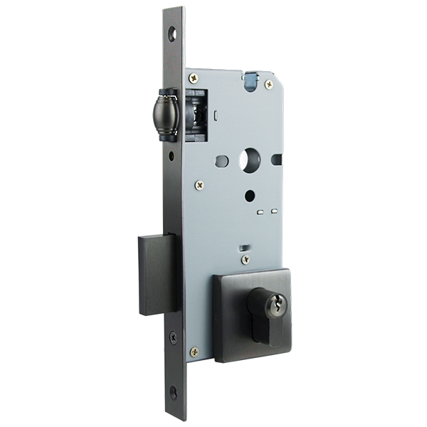 Heavy Duty Square Plated Roller Mortice Lock - Gunmetal Finish