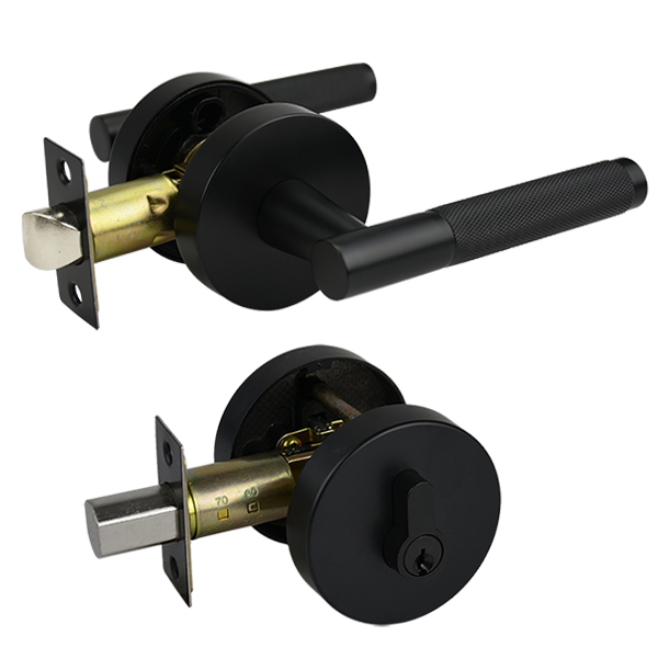 Matt Black Double Cylinder Entrance Set - Malbena Series