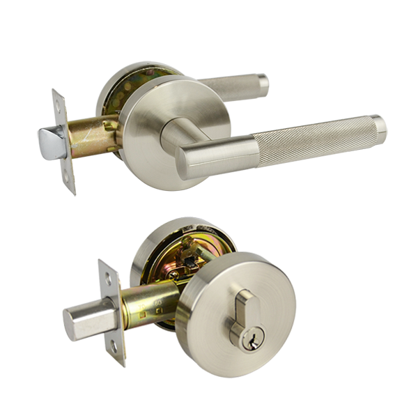 Satin Nickel Double Cylinder Entrance Set - Malbena Series