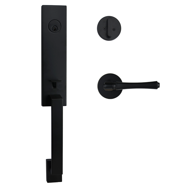 Matt Black Entrance Lockset with Hillier Handle - Max Series