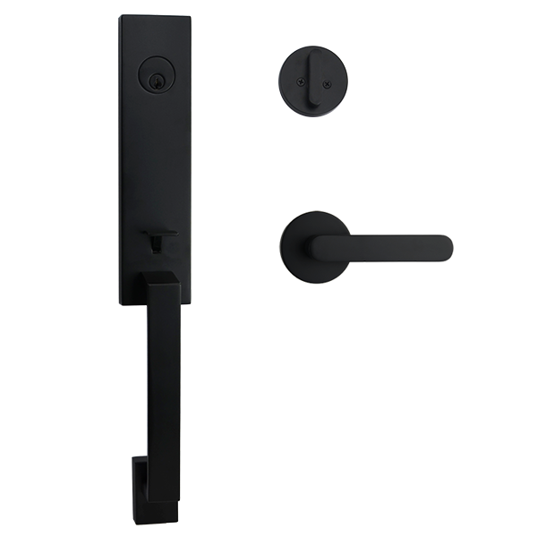 Matt Black Entrance Lockset with Menindee Handle - Max Series