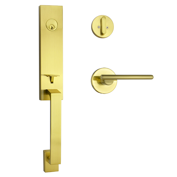 Brass Finish Entrance Lockset with Coongie Handle - Max Series